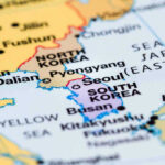 Map showing North and South Korea Japan and China
