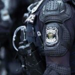 Close-up of a police officer's uniform with a Seattle Police patch