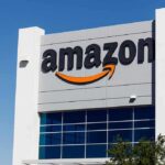 Amazon logo on a modern building facade