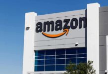 Amazon logo on a modern building facade