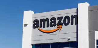 Amazon logo on a modern building facade