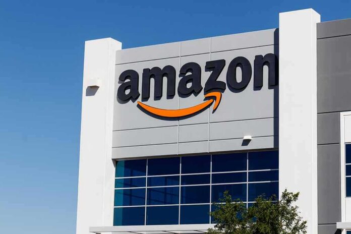 Amazon logo on a modern building facade