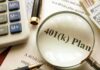 401(k) plan document under magnifying glass