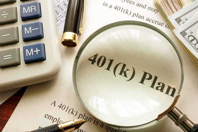 401(k) plan document under magnifying glass